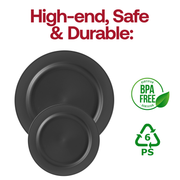 Matte Charcoal Gray Round Disposable Plastic Appetizer/Salad Plates (7.5") BPA | Smarty Had A Party