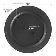 Matte Charcoal Gray Round Disposable Plastic Dinner Plates (10") Dimension | Smarty Had A Party