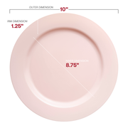 Matte Pink Round Disposable Plastic Dinner Plates (10") Dimension | Smarty Had A Party