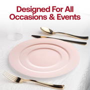Matte Pink Round Disposable Plastic Dinner Plates (10") Lifestyle | Smarty Had A Party