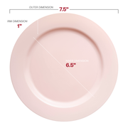 Matte Pink Round Disposable Plastic Appetizer/Salad Plates (7.5") Dimension | Smarty Had A Party