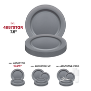 Matte Steel Gray Round Disposable Plastic Appetizer/Salad Plates (7.5") SKU | Smarty Had A Party