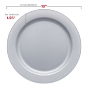 Matte Steel Gray Round Disposable Plastic Dinner Plates (10") Dimension | Smarty Had A Party