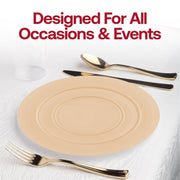 Matte bright yellow 7.5-inch round plastic plates, disposable and lightweight, suitable for events and gatherings