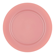 Matte fuchsia round plastic appetizer plate, 7.5-inch diameter, disposable design