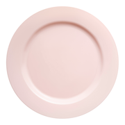 Matte pink round disposable plastic appetizer and salad plates