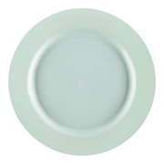 Matte turquoise round plastic appetizer plate, 7.5-inch diameter, disposable design