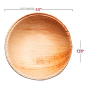 Mini round palm bowl with a scoop of salad, great for eco-conscious appetizer service