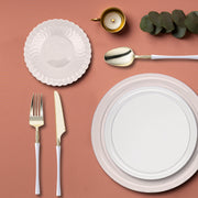 Minimalist event styling with Clear Flat Round Plastic Tableware for upscale gatherings.