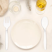 Modern and stylish clear disposable serving flatware, perfect for complementing any table setting at special occasions