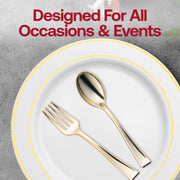 Modern and stylish gold disposable mini flatware, perfect for complementing elegant table settings