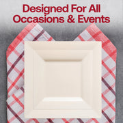 Modern ivory square disposable plates, 6.5-inch size, great for cakes and small treats, pack of 120