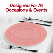 Modern matte fuchsia plastic salad plates, 7.5-inch diameter, ideal for serving appetizers, sold as a 120-pack