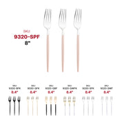 Moderno disposable plastic dinner forks, silver with pink handles, 8 inches long, a chic addition to weddings and parties, case of 240