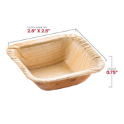 Natural palm leaf mini bowls, 2.8" x 2.8", 1.5 oz., handcrafted, durable, and perfect for eco-friendly food presentation