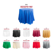 Navy 84-inch round disposable plastic tablecloths, suitable for weddings, banquets, or themed parties, case of 96.