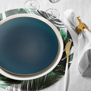 Navy Organic Salad Plates with Gold Rim served starters at an upscale nautical dinner.