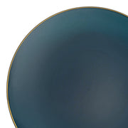Navy round disposable plastic appetizer plate with a gold rim, 7.5-inch diameter, sold in a 120-pack