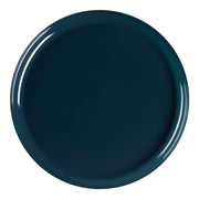 Navy round disposable plastic pastry plates, flat design, 6.25 inches