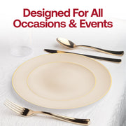 Organic-inspired plate design brings soft elegance to buffets, dinners, and formal events.