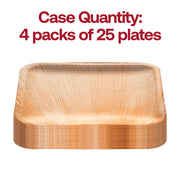 Pack of 100 eco-friendly square disposable salad and appetizer plates made from sustainable palm leaf