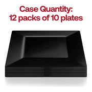 Pack of 120 black square plastic cake plates, 6.5-inch modern design