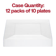 Pack of 120 disposable square plates made from clear plastic, 6.5 inches in size, perfect for serving cake