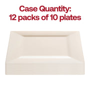 Pack of 120 ivory square disposable plastic cake plates, 6.5-inch size, great for events and gatherings