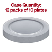 Pack of 120 matte steel gray dinner plates, 10-inch durable plastic, ideal for stylish table settings or banquets