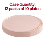 Pack of 120 pink disposable plastic plates, 8.5 inches in diameter, with a flat round design
