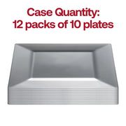 Pack of 120 silver square disposable plastic salad plates, 6.5-inch size