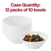 Pack of 120 solid white organic disposable dessert bowls, round design, ideal for parties and casual gatherings