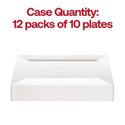 Pack of 120 white disposable dessert plates, rectangular 5.5 x 8.5-inch design