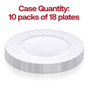 Pack of 180 white plastic pastry plates, 6-inch diameter with a sleek flared design