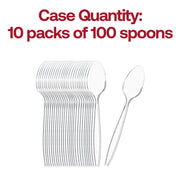 Pack of 1,000 clear plastic spoons, 6 inches each, designed for large-scale events and catering