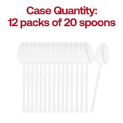 Pack of 240 shiny white Moderno disposable plastic dessert spoons, ideal for large gatherings