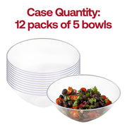 Pack of 24 disposable plastic bowls, solid black 100 oz. size with round edges
