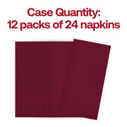 Pack of 600 disposable burgundy red paper dinner napkins, 16" x 16", perfect for catering, banquets, and holiday celebrations