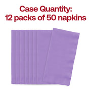 Pack of 600 disposable luscious lavender paper dinner napkins, 16" x 16", perfect for large gatherings, parties, and catered events.