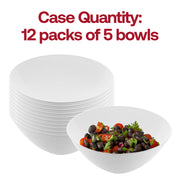 Pack of 60 disposable plastic bowls, solid white 32 oz. size with round edges