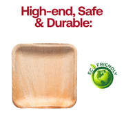 Palm leaf appetizer and salad plates with a square design, 6-inch size, eco-friendly and BPA-free