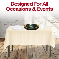Partygoers enjoying upscale disposable dinnerware during an evening celebration.