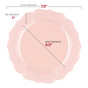 Pearl Pink Round Lotus Plastic Appetizer/Salad Plates (7.5") Dimension | Smarty Had A Party