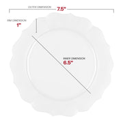 Pearl White Round Lotus Plastic Appetizer/Salad Plates (7.5") Dimension | Smarty Had A Party