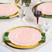 Pearl Pink Lotus plates displayed with ideal sizes and matching cutlery, highlighting full-service party convenience