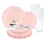 Pearl Pink Round Lotus Plastic Wedding Value Set adds romantic elegance to weddings, baby showers, and special events