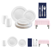 Pearl White Lotus plates with silver baroque cutlery from the Little Wonder Baby Shower Tableware Set