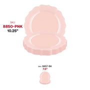 Pearl pink dinner plates with a modern lotus design, 10.25-inch round shape