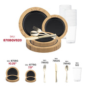 Perfect for weddings and luxurious celebrations, this set brings elegance to the table with its striking black and gold marble design