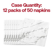 Perfect size and quantity—600 white and silver paper napkins per case, ideal for large gatherings and events
